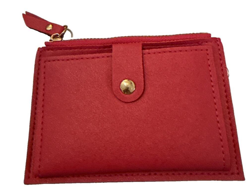NWT Faux Leather Card Holder Wallet for Women In Rose Red